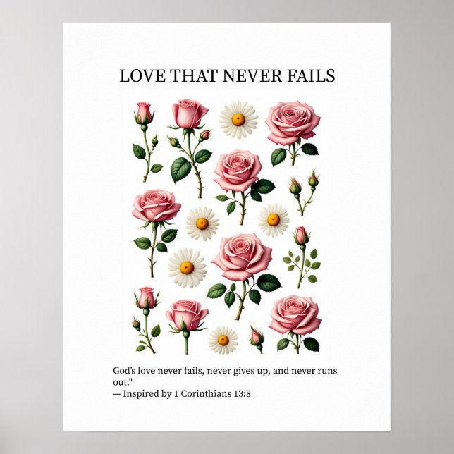 Poster Love that never fails Christian wall art (Devant)