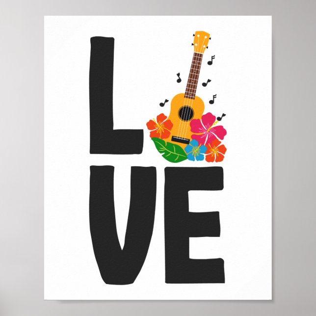Poster Love Ukulele Joueur Hawaiien Musicien (Devant)