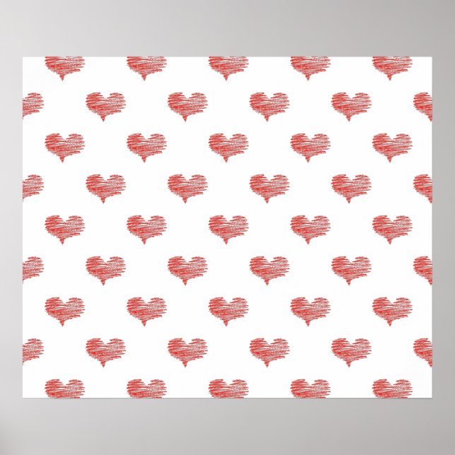Poster Love Valentine's Day Red Heart croquis (Devant)