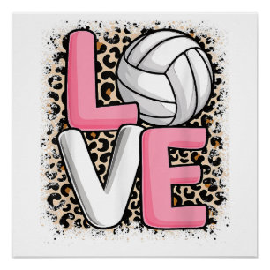 Poster Love Volleyball Empreinte de léopard Filles Volley
