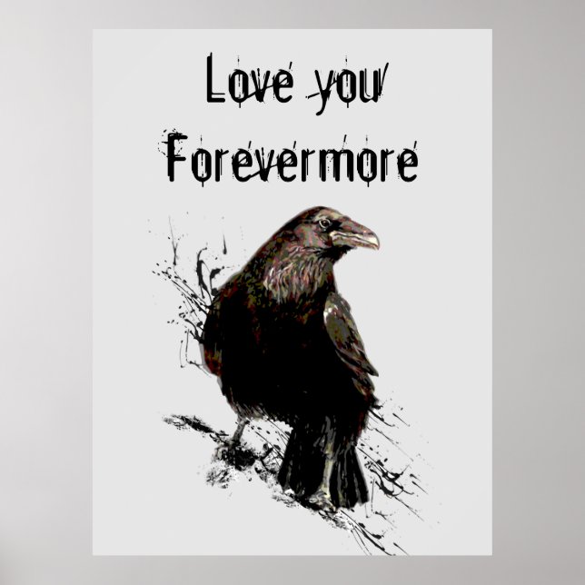 Poster Love you Forevermore Fun Raven Citation (Devant)