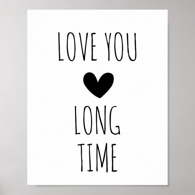 Poster Love You Long Time Typographie Coeur (Devant)