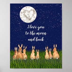 Poster Love You to the Moon & Back Bunny Night Star Citat