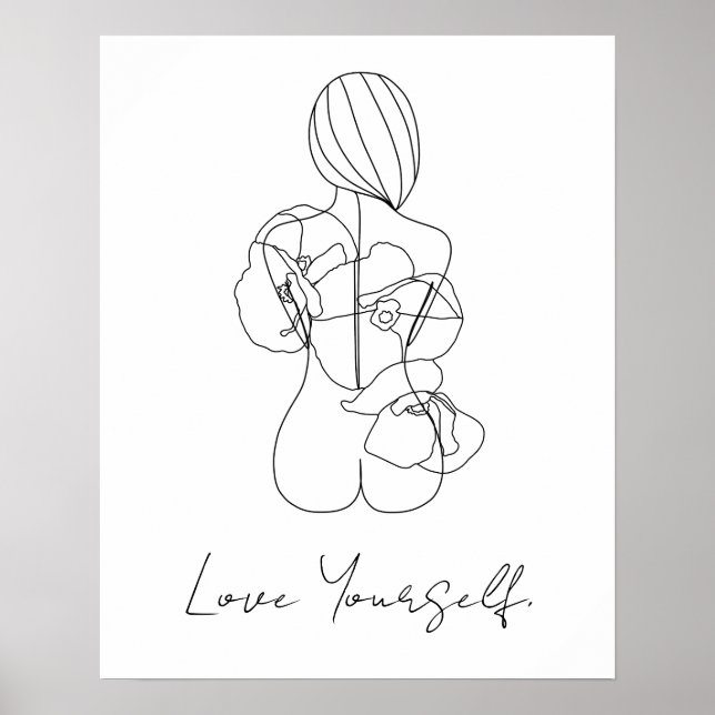 Poster Love Yourself Line Art Texte personnalisé (Devant)