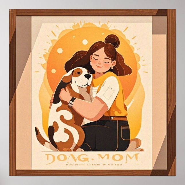 Poster Lovely Girl and dog câlin (Devant)