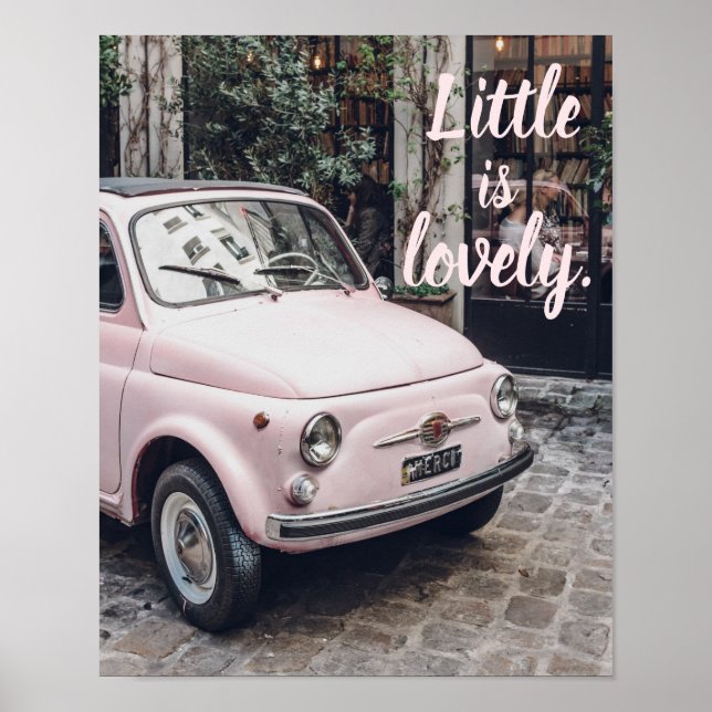 Poster Lovely Little Pink Fiat à Paris (Devant)
