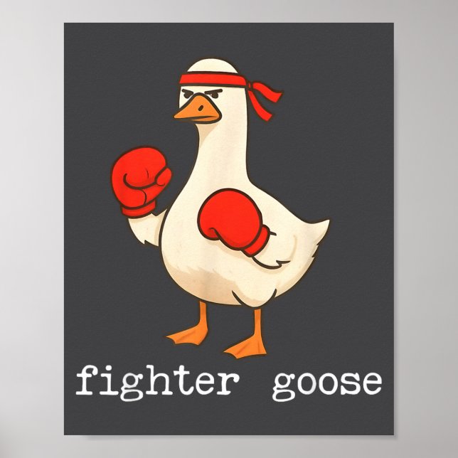 Poster Lover Goose And Fighter Goose, Funny Couple Goose  (Devant)