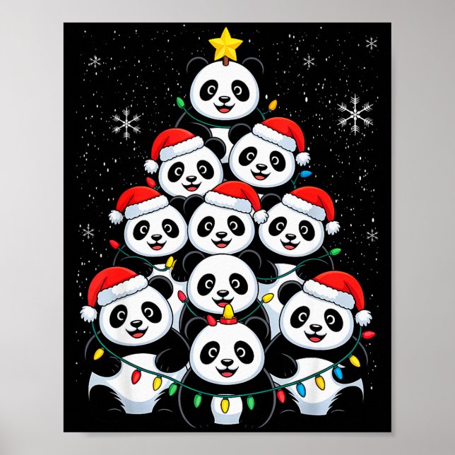 Poster Lover Xmas Panda Christmas Tree  (Devant)