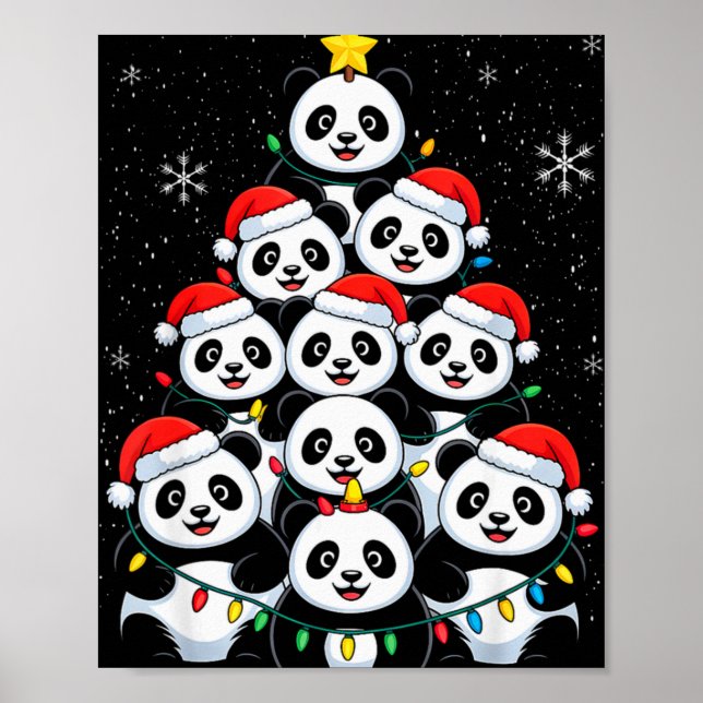 Poster Lover Xmas Panda Christmas Tree T Shirt  (Devant)