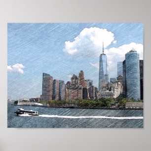 Poster Lower Manhattan NYC Skyline
