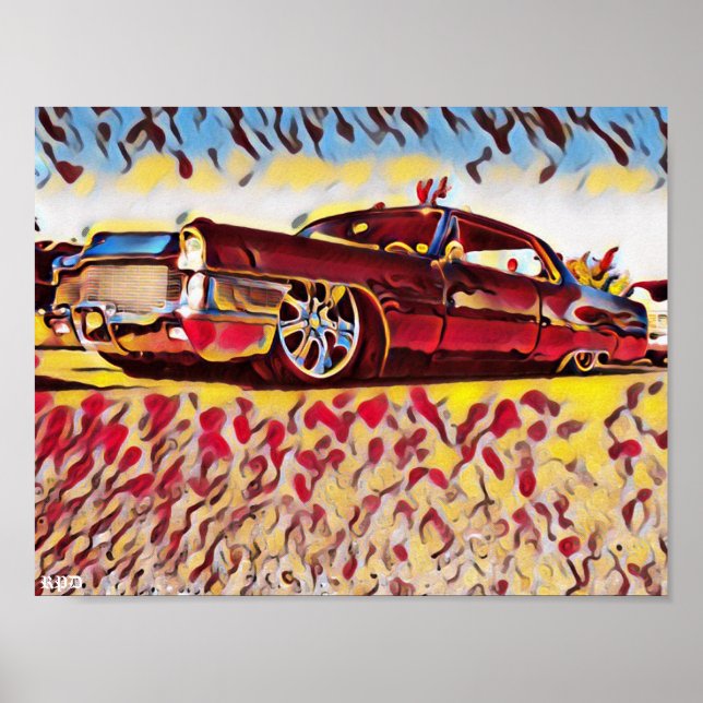 Poster Lowrider Cadillac Low Rider Caddy Car Art (Devant)