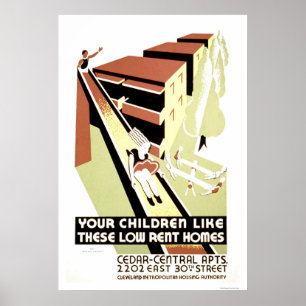 Poster Loyer modéré Cleveland à la maison WPA 1940
