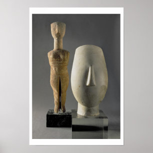 Poster (Lto R) Figurine with crossed arms, Cycladic; head