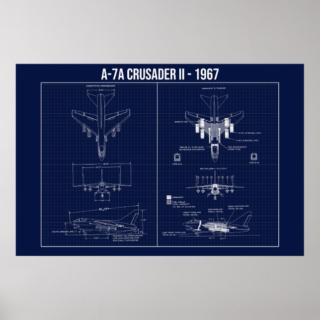 Poster LTV A-7 Corsair II Plan directeur 1967 (Devant)