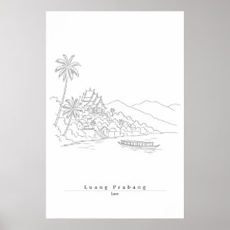 Poster Luang Prabang Laos Art en ligne minimaliste