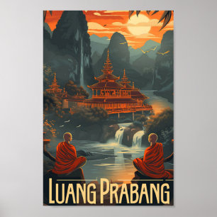 Poster Luang Prabang Laos Illustration de voyage d'art Vi