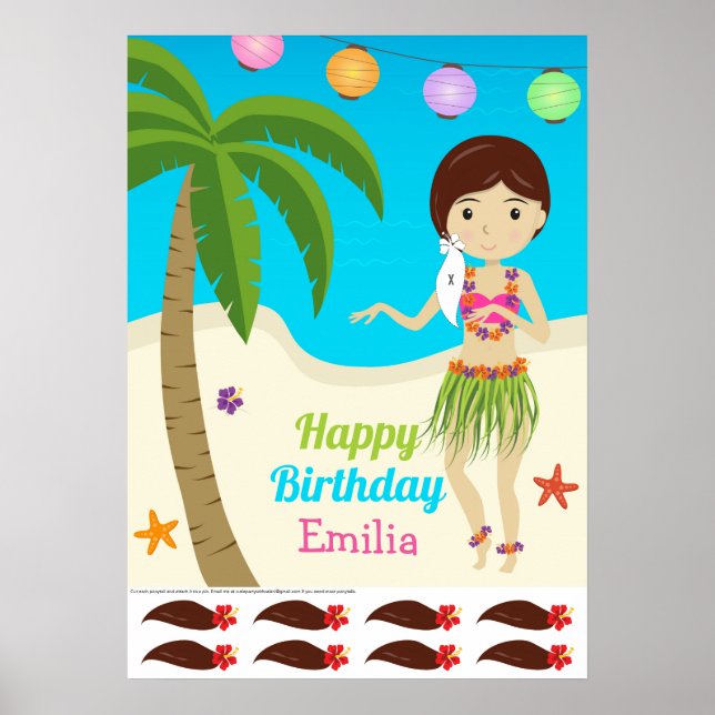 Poster Luau Anniversaire Fête Hawaiian Pin Tail Game (Devant)