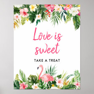 Poster Luau Flamant rose L'Amour Tropical Est Un Symbole 