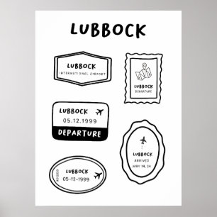 Poster Lubbock - Collection de timbres de voyage   Concep