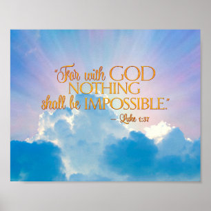 Poster Luc 1:37 Avec Dieu Rien De Toile Impossible Imprim
