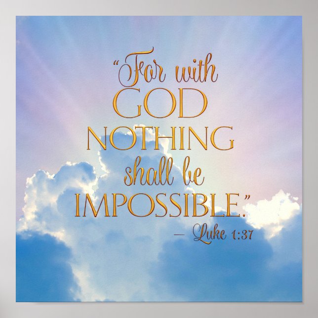 Poster Luc 1:37 Avec Dieu Rien N'Est Impossible Imprimer (Devant)