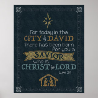 Poster Luc 2:11 Chalkboard Art 16x20