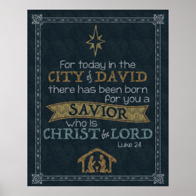 Poster Luc 2:11 Chalkboard Art 16x20 (Devant)