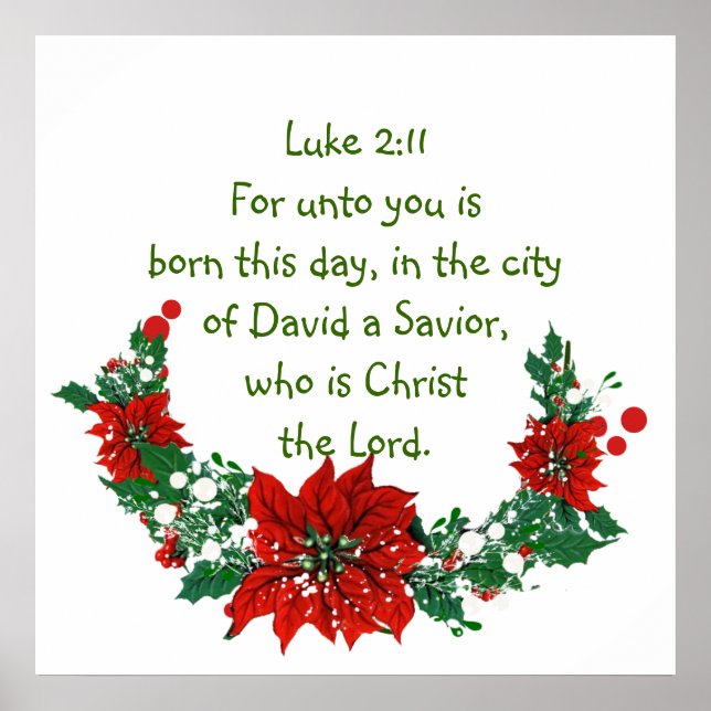 Poster Luc 2:11 Écriture pour Noël Bible Verse (Devant)