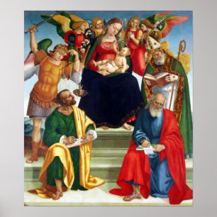 Poster Luca Signorelli Madonna et l'enfant avec les saint