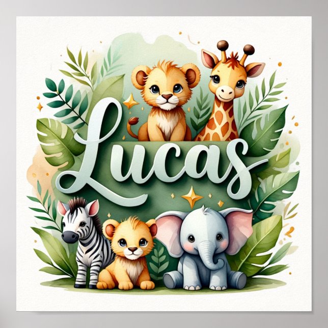 Poster Lucas Safari Nursery Wall Art (Devant)