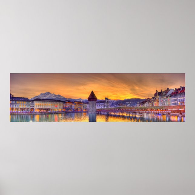 Poster Lucerne Suisse HDR Photographie panoramique (Devant)