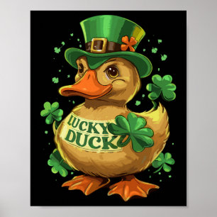Poster Lucky Duck Shamrock Funny Jour de la Saint Patrick