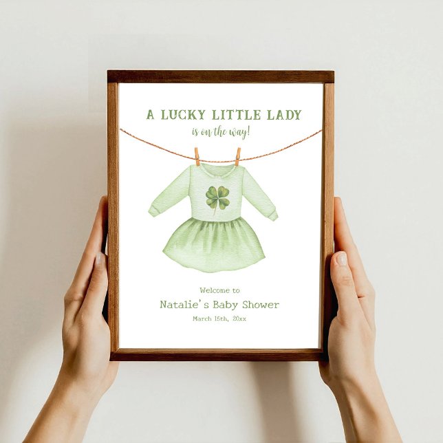 Poster Lucky Little Lady St Patrick's Baby shower Bienven (Créateur téléchargé)