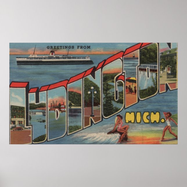 Poster Ludington, Michigan - Scènes de grandes lettres (Devant)