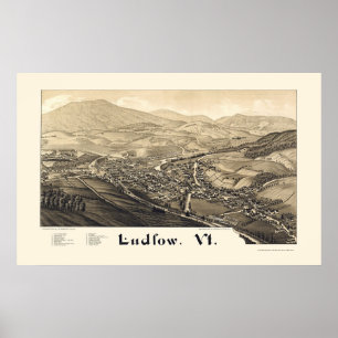 Poster Ludlow, VT Panoramic Map - 1885