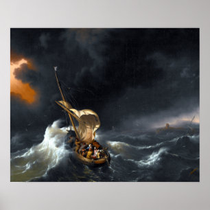 Poster Ludolf Backhuysen Christ dans la tempête sur la me