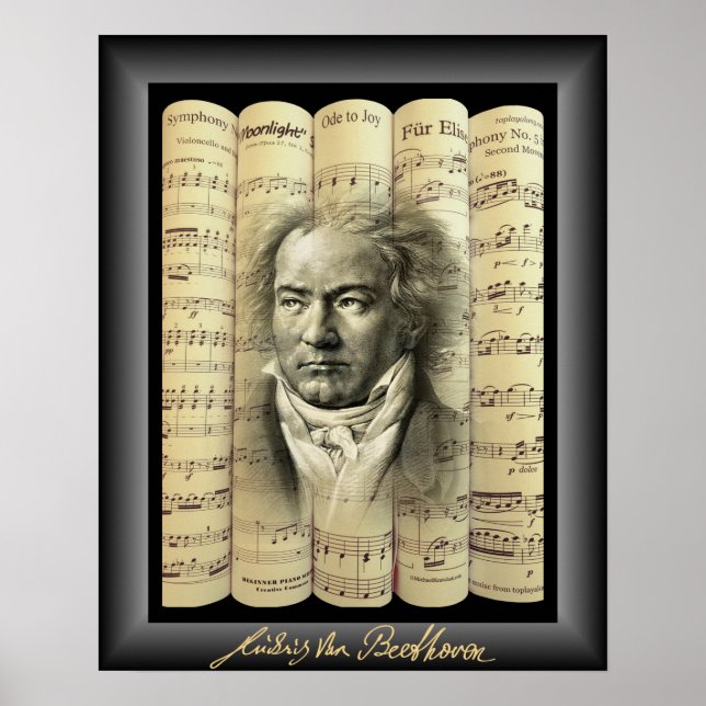 Poster Ludwig van Beethoven~Rolled Classic Sheet Music~ (Devant)