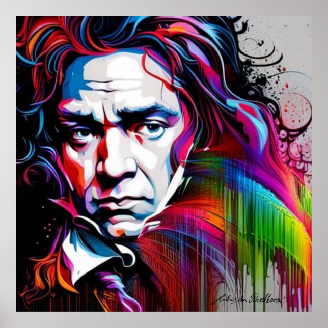 Poster Ludwig van Beethoven Vibrant Unique 40"x40" (Devant)
