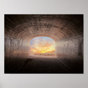 Poster lueur du lever du soleil dans le tunnel