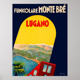 Poster Lugano, Suisse, vue de paysage sous arche