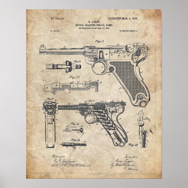 Poster Luger Pistol Parabellum Brevet (Devant)