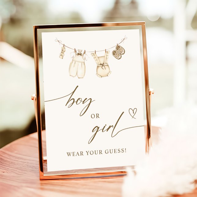 Poster Lui ou elle Boho Bébé Vêtements Révélation de genr (Créateur téléchargé)