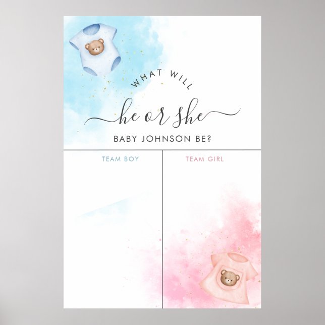 Poster Lui ou Elle Teddy Ours Vêtements Sexe Signal de ré (Devant)