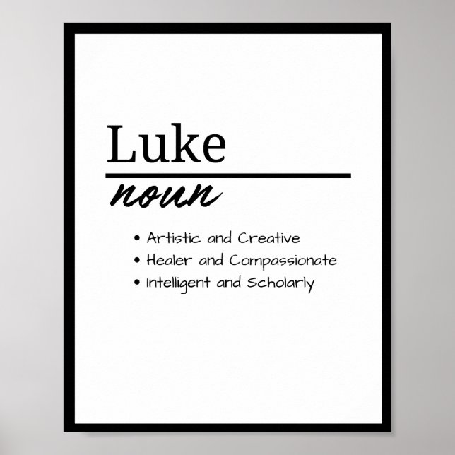 Poster Luke, Garçon Nom Personnalisé Définition (Devant)