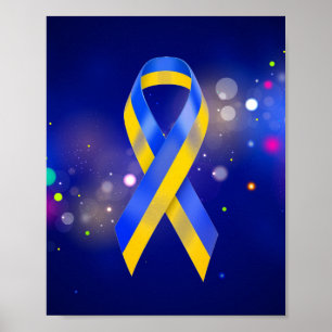Poster L'Ukraine soutient le ruban bleu jaune de sensibil