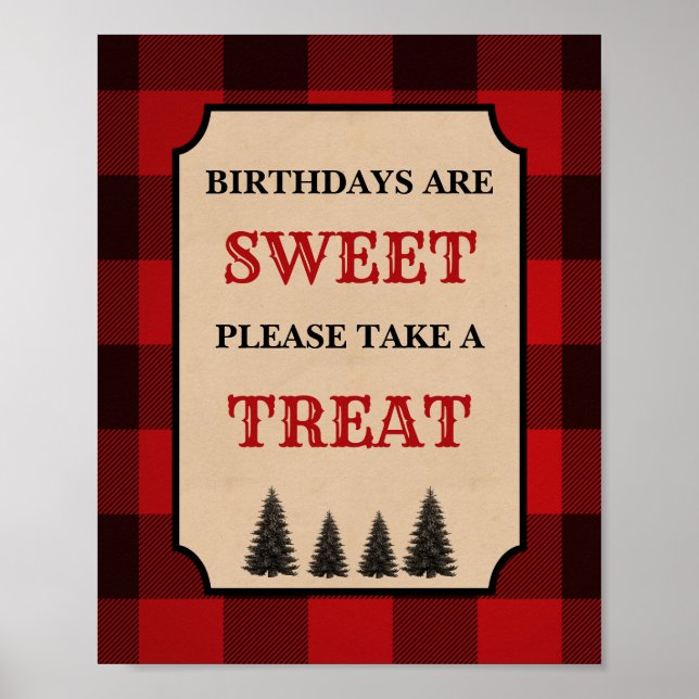 Poster Lumberjack Anniversaire Sont Doux Treat Sign (Devant)