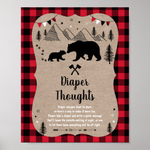 Poster Lumberjack Woodland Bear Diaper Pensées