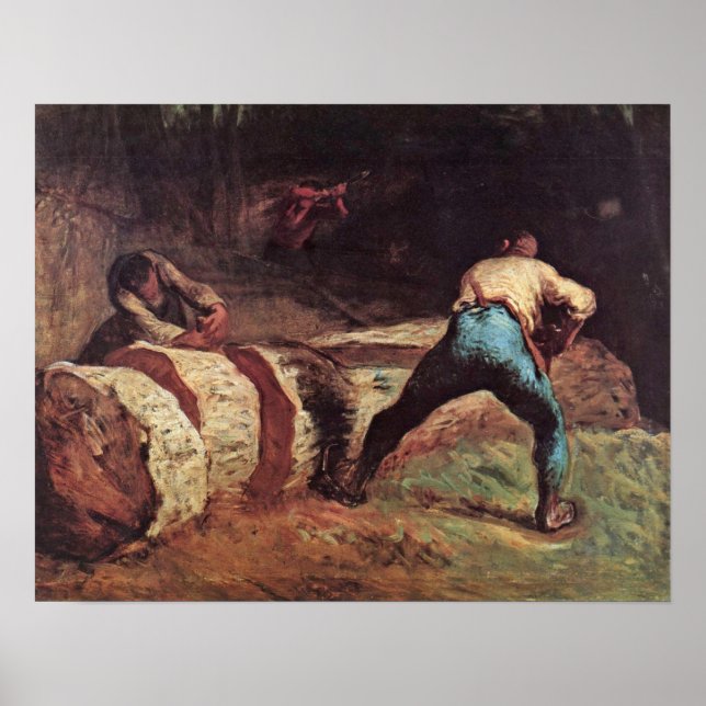 Poster Lumberjacks scier le bois de Jean-François Millet (Devant)