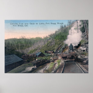 Poster Lumberjacks transportant des billes au-dessus du g