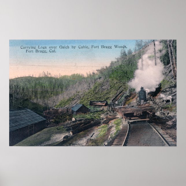 Poster Lumberjacks transportant des billes au-dessus du g (Devant)